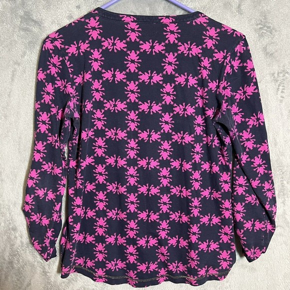 Lilly Pulitzer Basic Shirt Size S Pink Blue Frogs Pima Cotton V-Neck‎ Stretch - Picture 4 of 7